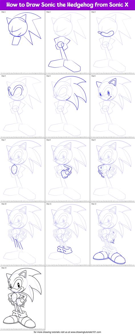 How To Draw Sonic The Hedgehog From Sonic X Sonic X Step By Step