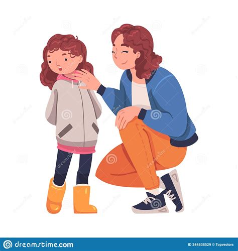 mother talking to her sad daughter supporting and soothing her vector illustration stock vector