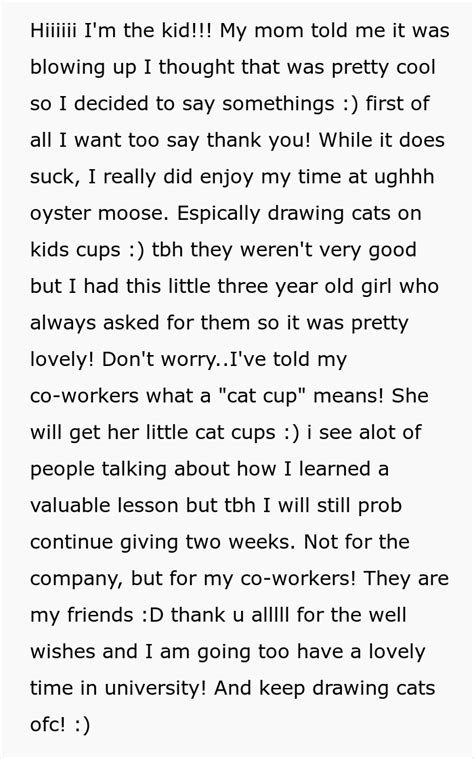 18 Yo Upset At Being Fired Straight After Giving Her 2 Weeks Notice