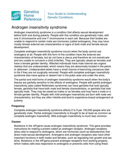 Androgen Insensitivity Syndrome Genetics Home Reference Pdf Androgen Sex