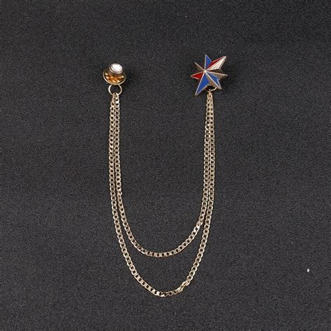 Women Bouquet Shirt Collar Accessories Decorative Chain Brooch Pin Men