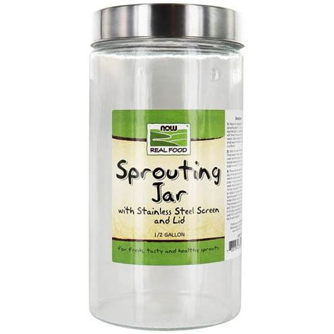 Now Foods Sprouting Jar With Stainless Steel Screen And Lid 64 Oz