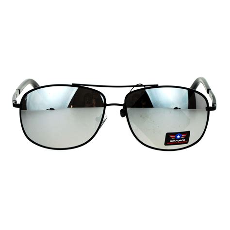 Mens Mirror Lens Narrow Rectangular Police Metal Rim Sunglasses Ebay
