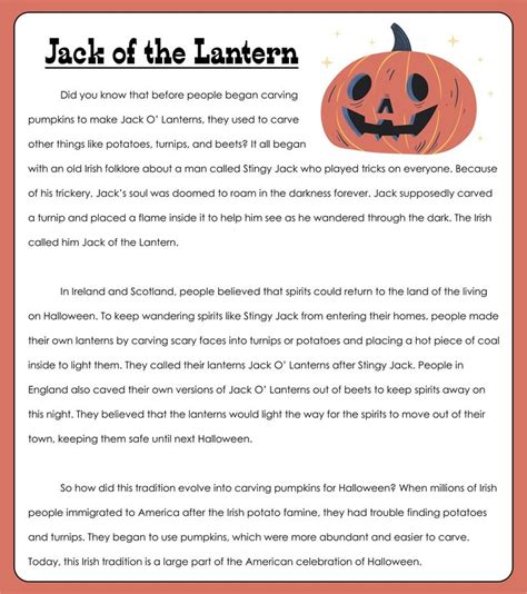 The Jack O Lantern Poem Is Shown In This Printable Halloween Reading