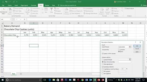 Sales data for fictional company, each row shows an order. Excel 2016 Descriptive Statistics Using Data Analysis ...