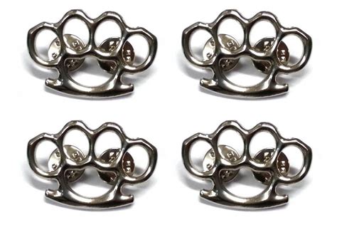 4 Pack Of Silver Finished Brass Knuckles Pin For Clothing