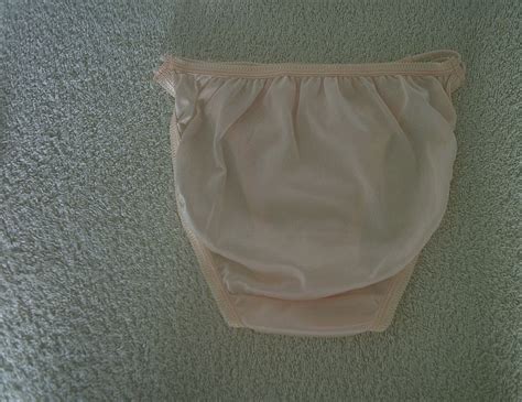 100 all nylon peach lace detail string bikini panties knickers s ebay