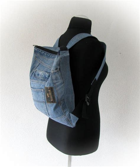 Recycled Blue Jeans Backpack Unisex Denim Backpack Hipster Jean