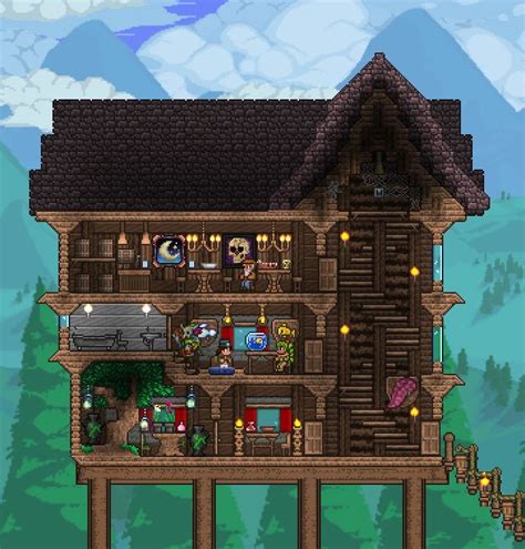 Completely functional survival base with working actuated doors for defense. My expert hardmode base town | Terraria house design ...