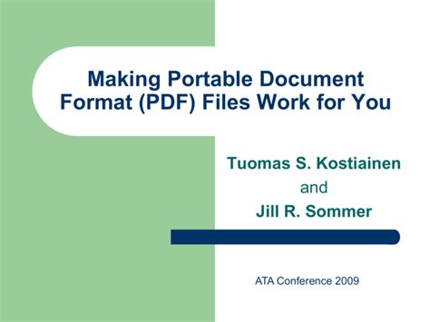 Making Portable Document Format Pdf Files Work For You
