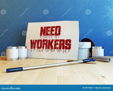 Cardboard With Need Workers Notice Isolated On White Background 3d