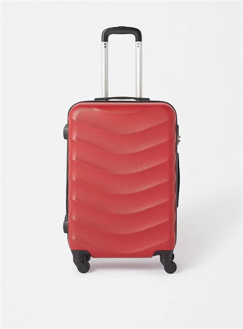 Shop Textured Hard Suitcase With Retractable Handle And Wheels Online