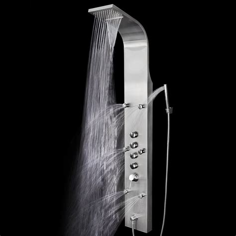 65 in rainfall shower panel system with waterfall shower head and shower w