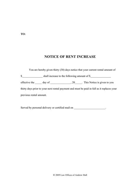 Notice Of Rent Increase Download Free Documents For Pdf Word And Excel