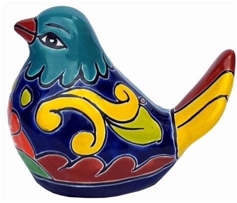 Talavera Pottery Talavera Fat Bird Turquoise Statue