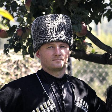 Circassian Man Wearing Traditional Costume Apple Tree Çerkes Adam