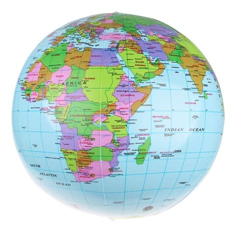 Globo Terráqueo Inflable Mapa Mundial Completo 30 Cm 13000 En