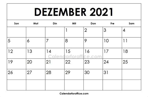 The year 2021 is a common year, with 365 days in total. Kalenderblatt Dezember 2021kalenderblatt Dezember 2020