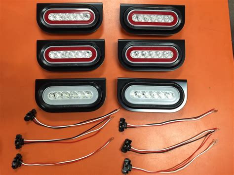 6 Led 6″ Oval Trucktrailer Stt Red W Clear Lens And Backup Lights