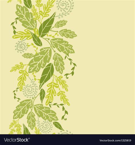 Green Leaves Vertical Seamless Pattern Background Vector Image
