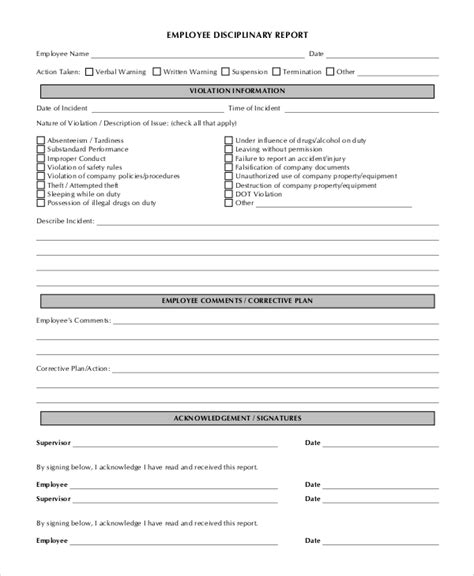 Free 10 Sample Employee Discipline Forms In Pdf Ms Word