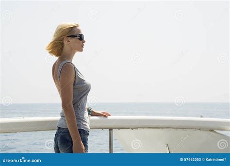 Woman On The Boat Stock Image Image Of Sailing Happy