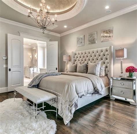 Luxury Grey Master Suite Decor Cozy Master Bedroom White Bed Transitional Design Taupe Grey