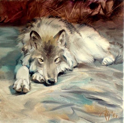 Wolf Painting Oil On Canvas Etsy