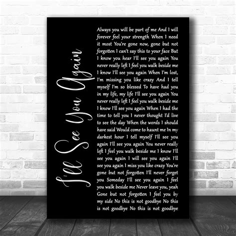 Westlife Ill See You Again Song Lyric Vintage Script Quote Print