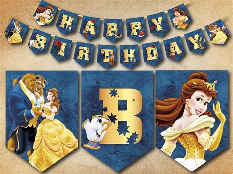 The Beauty And The Beast Birthday Banner Printable Paper And Etsy