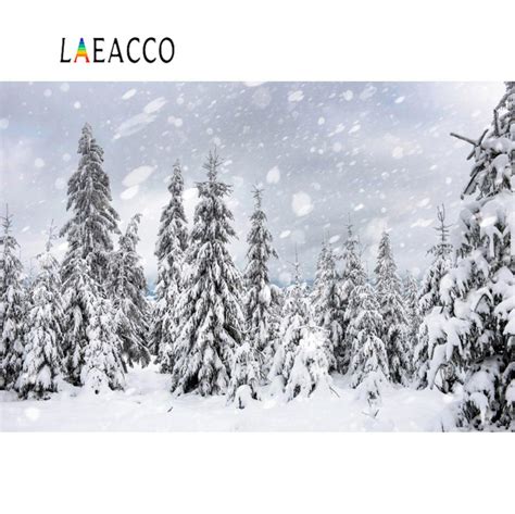 Laeacco Winter Backdrops For Photography Pine Tree Forest Snow