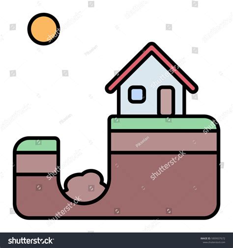 Sinkhole Disaster Settlements Using Soft Color Stock Vector Royalty