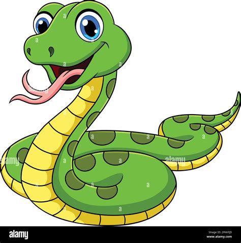 Cute Green Snake Cartoon Animal Vector Illustration Stock Vector Image