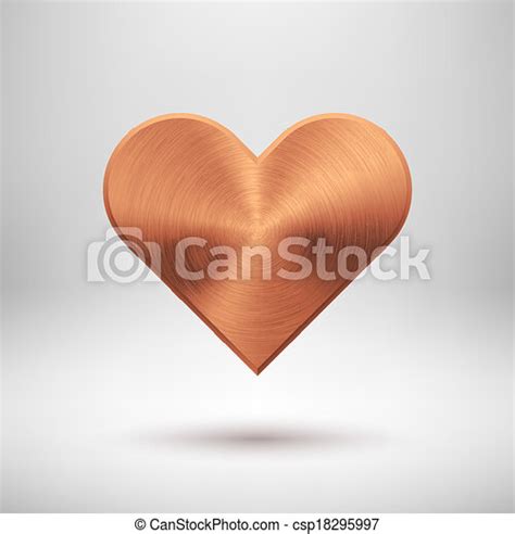Bronze Abstract Heart Sign With Metal Texture Bronze Abstract