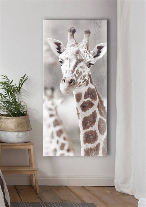 Animal Wall Art Giraffe Face Wood Frame Ready To Hang Sense For Decor