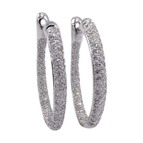 Martin Katz Karat White Gold And Diamond Hoop Earrings Carat At