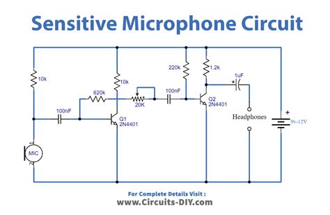 Sensitive Microphone Circuit Using 2n4401 Transistor