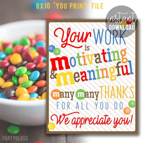 Team Appreciation Print Mandm Teacher Appreciation Employee Etsy