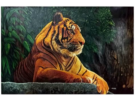 Royal Bengal Tiger Oil Painting On Canvas By Arun Kumar Exotic