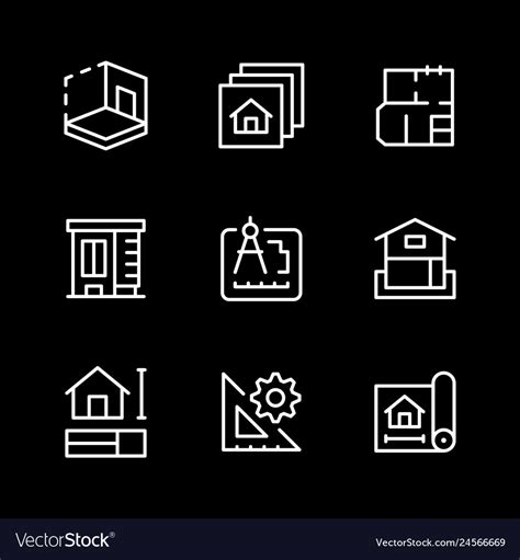 Set Line Icons Architectural Royalty Free Vector Image