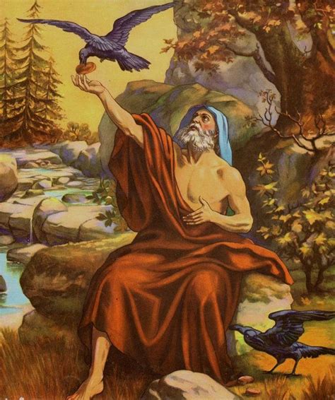 Elijah And The Ravens Vintage Childrens Illustration Biblical Art
