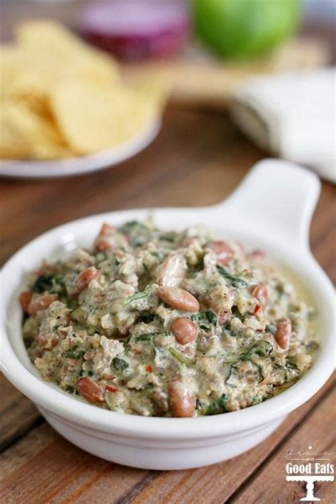 The ham hock seasons the beans and makes the dish hearty enough to serve on its own, but if you want even meatier beans, add extra diced ham. Sausage and Bean Spinach Dip Recipe - Grace and Good Eats