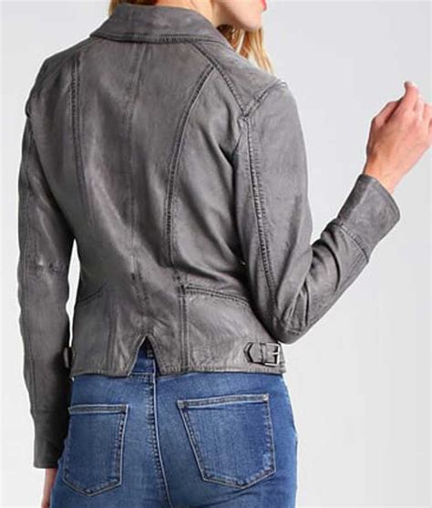 Shop with afterpay on eligible items. Womens Multi-Pockets Motorcycle Style Grey Leather Jacket