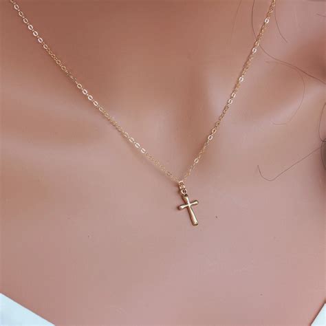 Gold Cross Necklace Women Small Cross Necklace For Girls Etsy