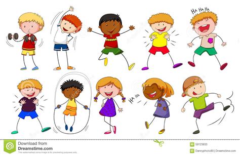 Boys And Girls Doing Different Activities Stock Vector Image 59123833