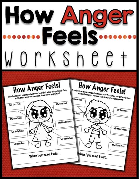 How Anger Feels Anger Management Worksheet For Identifying Feelings