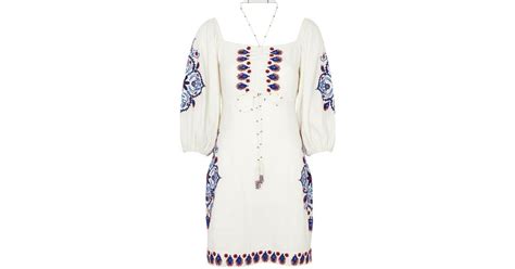 Farm Rio Embroidered Linen Blend Mini Dress In White Lyst Uk