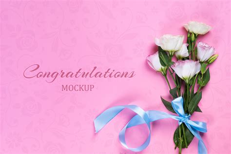 Flowers Pink Congrats Mockup Graphic By Yumyart · Creative Fabrica