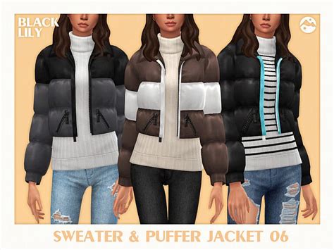Sweater And Puffer Jacket 06 By Black Lily At Tsr Sims 4 Updates