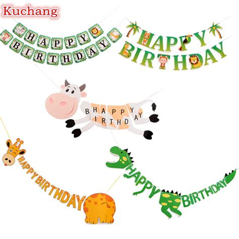 1set Paper Happy Birthday Animal Banner Party Decorations Kids Garland